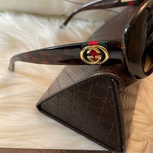 Gucci GG Red/Green Web Havana Sunglasses